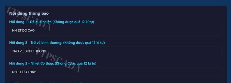 sửa nội dung cảnh báo nhiệt độ